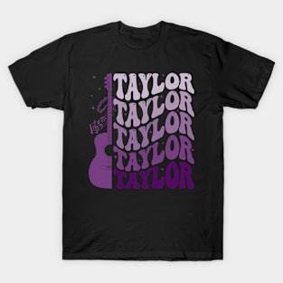 Taylor First Name I Love Taylor Girl Groovy Retro Tie Dye T-Shirt